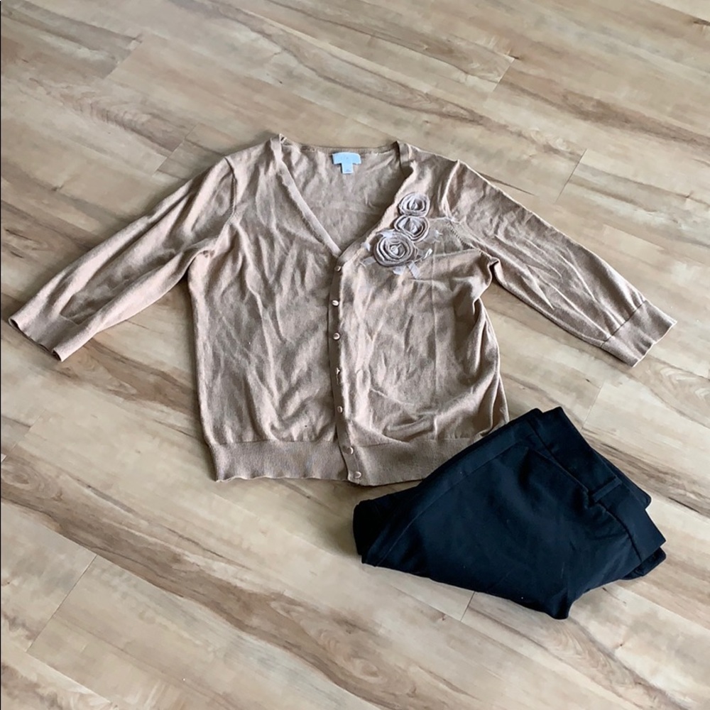 Loft quarter sleeve button up sweater